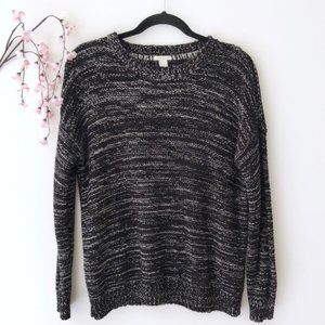 Forever 21 Black & White Marled Static Boxy Knit Sweater